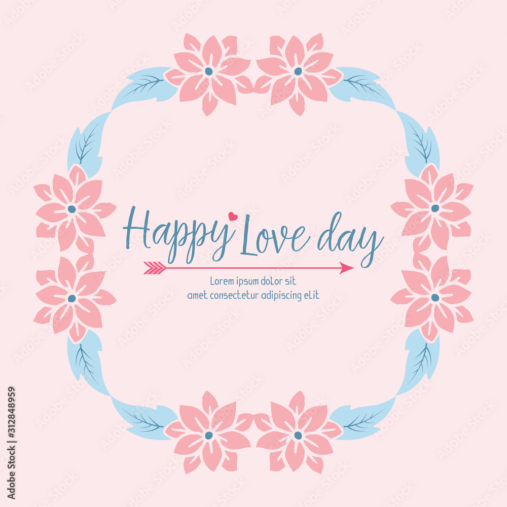 Beautiful Crowd peach floral frame, isolated on a pink elegant background, for happy love day greeting card template design. Vector