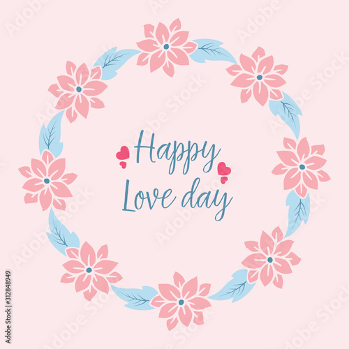 Beautiful Crowd peach floral frame  isolated on a pink elegant background  for happy love day greeting card template design. Vector