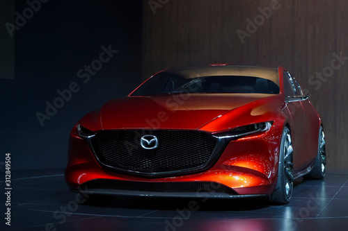 Photos Bangkok, Thailand - March 26, 2019 : All New Mazda 3 KAI concept car on display