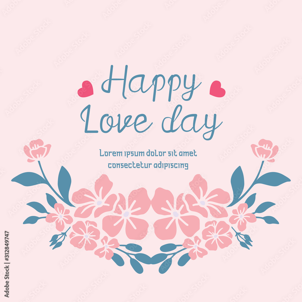Beautiful peach wreath frame, for romantic happy love day invitation card template design. Vector
