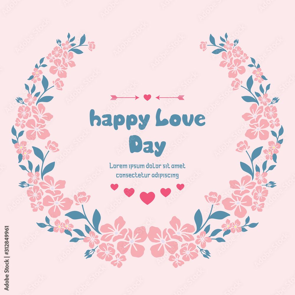 Unique Pattern of leaf and floral frame, for elegant happy love day greeting card concept. Vector