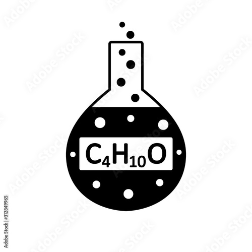 Laboratory glass with diethyl ether.