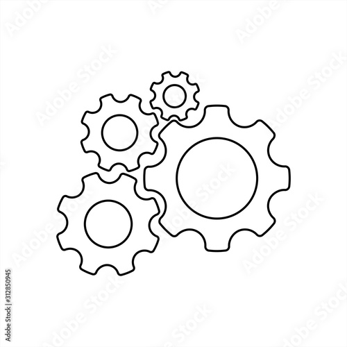 4 gear icon in line art style
