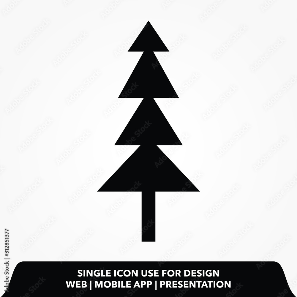 Obraz premium Fir-tree black icon, silhouette and vector logo. Flat isolated element. Nature sign and symbol. Christmas tree, happy new year 2021