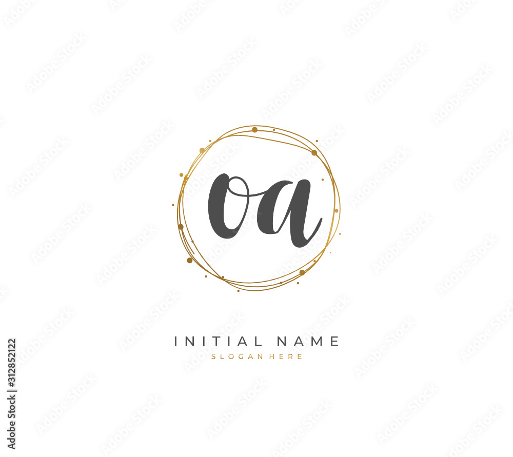 Handwritten letter O A OA for identity and logo. Vector logo template with handwriting and signature style. Handwritten letter O A OA for identity and logo. Vector logo template with handwriting and signature style.