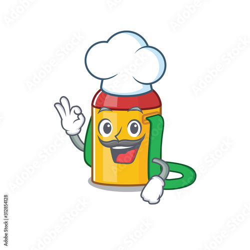 Funny Chef kids water bottle Scroll cartoon character wearing white hat