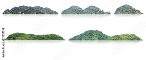 Mountain lonely island has a shadow, combined into a set on a white background along the path. © tawin