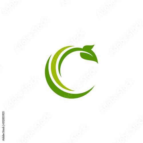 circle leaf logo design