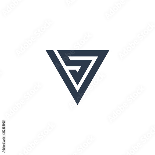 VS letter triangle logo design