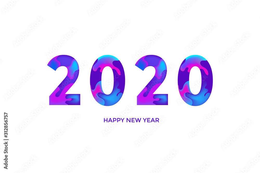  2020 new year modern font isolated on white background