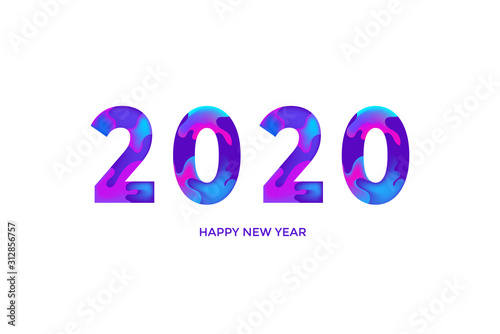  2020 new year modern font isolated on white background