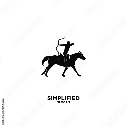 Archer horse black logo icon design vector illustration
