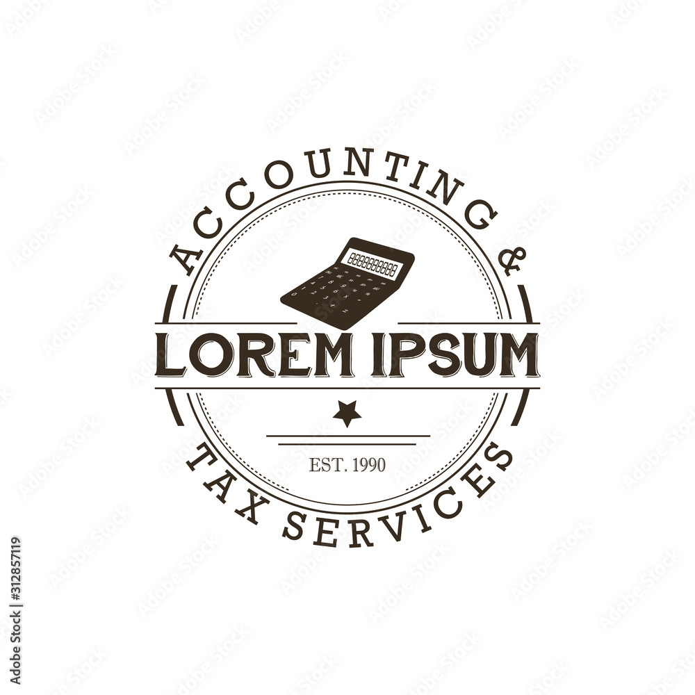 Tax finance accounting logo badge with retro style Stock Photos & Vectors Tax finance accounting logo badge with retro style Stock Photos & Vectors