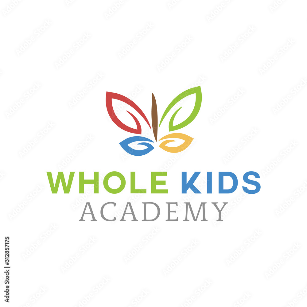 Whole Kids Academy logo design, colorful logo template Whole Kids Academy logo design, colorful logo template