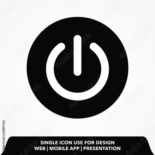 Power button icon vector illustration. Power on or off symbol. Shutdown pictogram, flat vector sign isolated on white background.