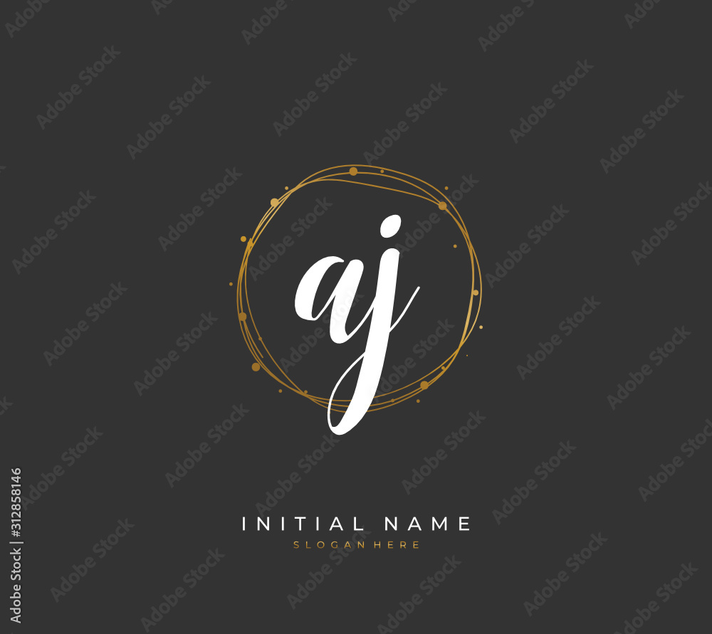 Handwritten letter A J AJ for identity and logo. Vector logo template with handwriting and signature style. Handwritten letter A J AJ for identity and logo. Vector logo template with handwriting and signature style.