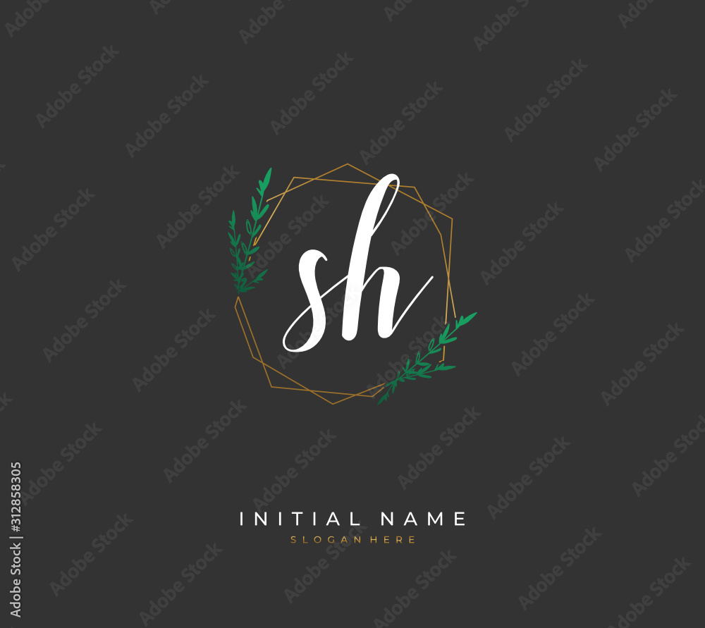 Handwritten letter S H SH for identity and logo. Vector logo template with handwriting and signature style. Handwritten letter S H SH for identity and logo. Vector logo template with handwriting and signature style.