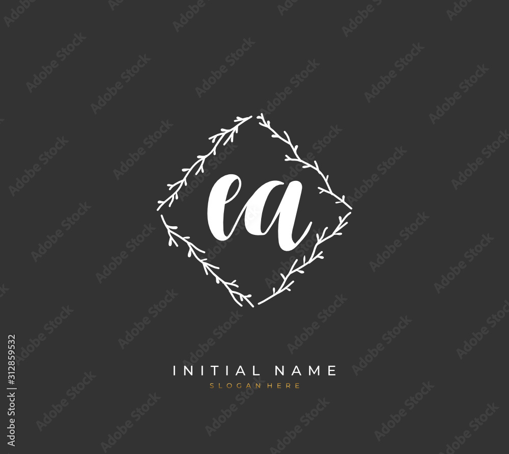 Handwritten letter E A EA for identity and logo. Vector logo template with handwriting and signature style. Handwritten letter E A EA for identity and logo. Vector logo template with handwriting and signature style.