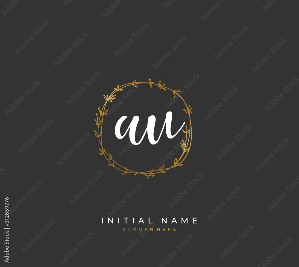 Handwritten letter A U AU for identity and logo. Vector logo template with handwriting and signature style. Handwritten letter A U AU for identity and logo. Vector logo template with handwriting and signature style.
