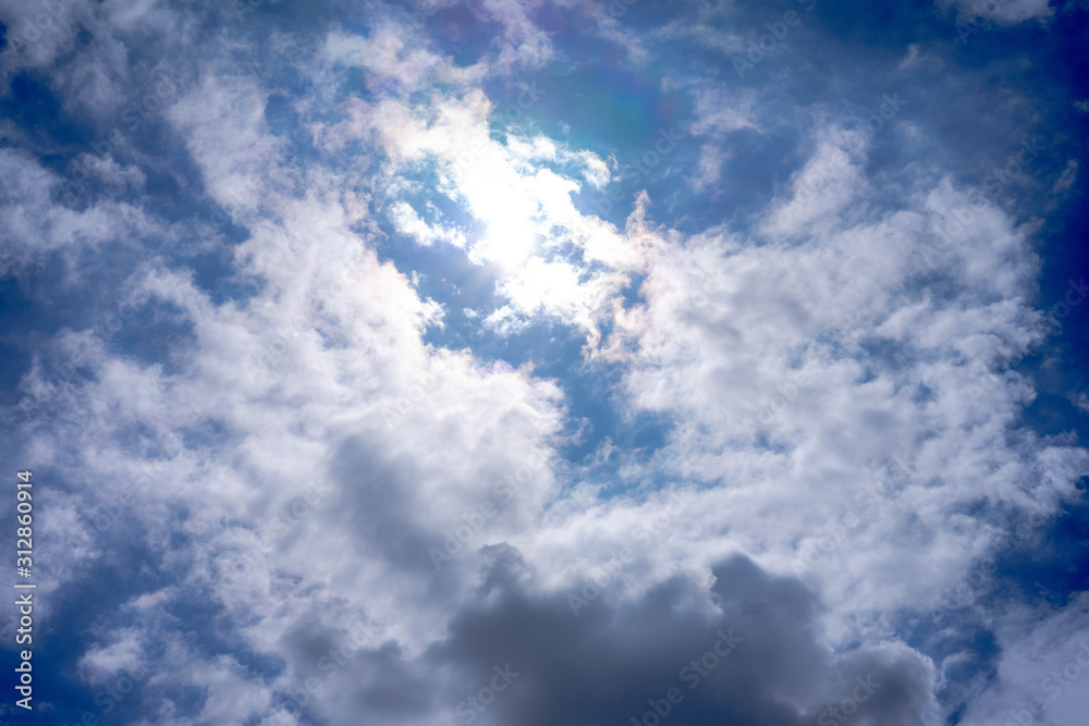 Obraz premium White cloud and blue sky, Nature background.