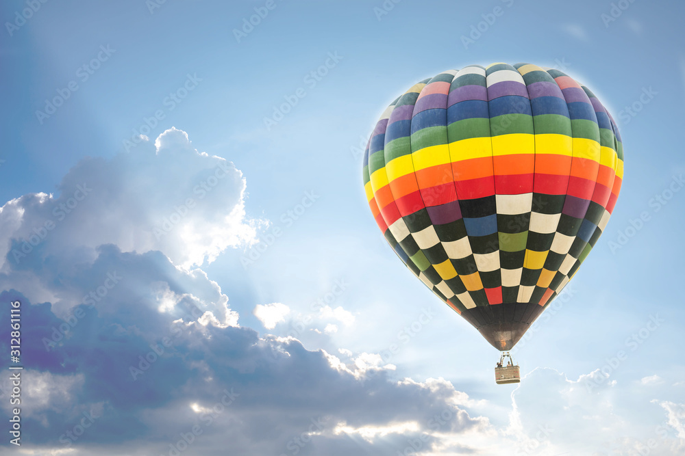 Fototapeta premium Hot air balloon, isolated on white background.