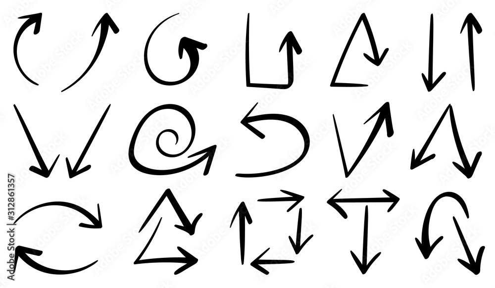 Arrows vector set. Hand draw arrow design for business plan and education. Sketch idea design template. Arrows vector set. Hand draw arrow design for business plan and education. Sketch idea design template.