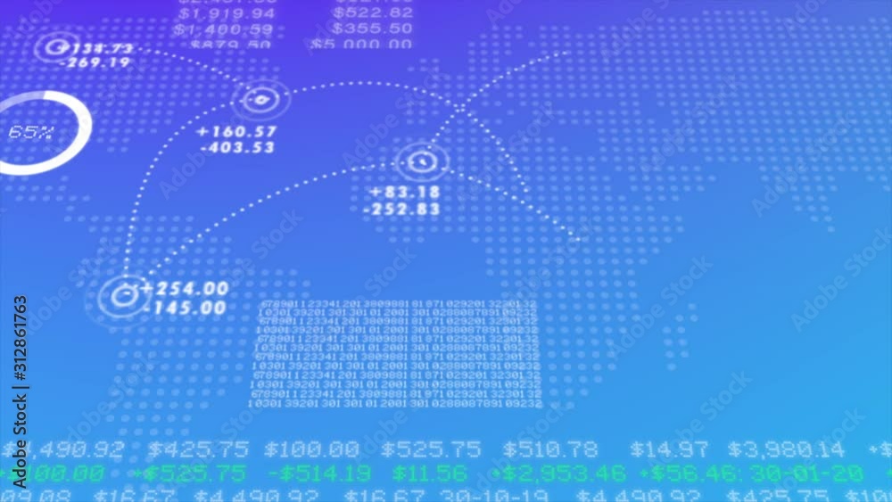 4K Global network connection and Financial data connections, business data visualization, financial charts, diagrams and stock numbers animation on blue background 4K Global network connection and Financial data connections, business data visualization, financial charts, diagrams and stock numbers animation on blue background