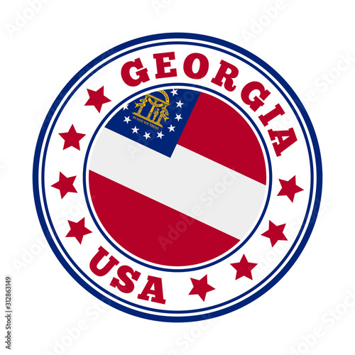 Georgia sign. Round us state logo with flag of Georgia. Vector illustration.