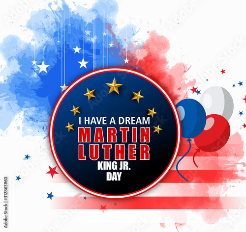 Martin Luther King Day vector illustration, I have a dream quote with USA flag waving.