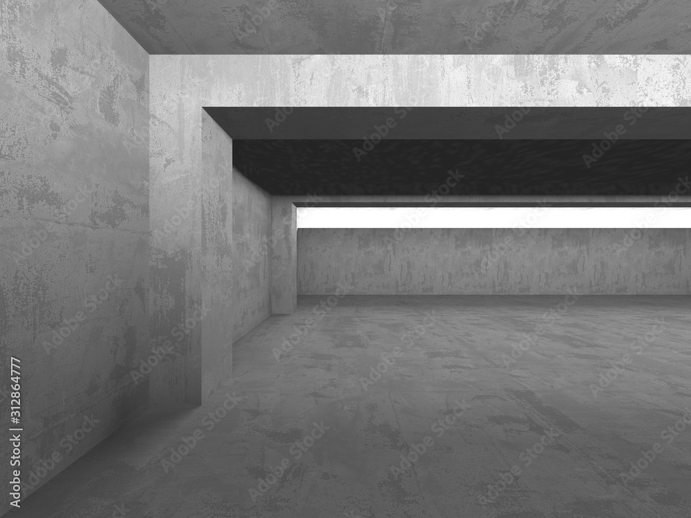 Dark concrete empty room. Modern architecture design Dark concrete empty room. Modern architecture design