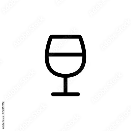 a glass of wine icon vector. A thin line sign. Isolated contour symbol illustration