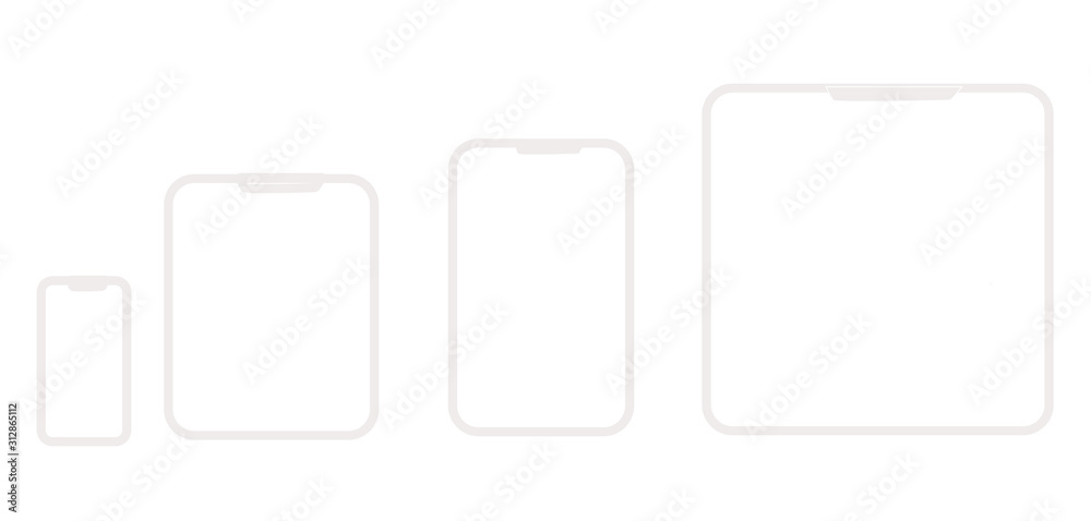Realistic Smartphone, laptop with transparent screen. For you design. Device mockup isolated on white. Vector template eps10. Realistic Smartphone, laptop with transparent screen. For you design. Device mockup isolated on white. Vector template eps10.