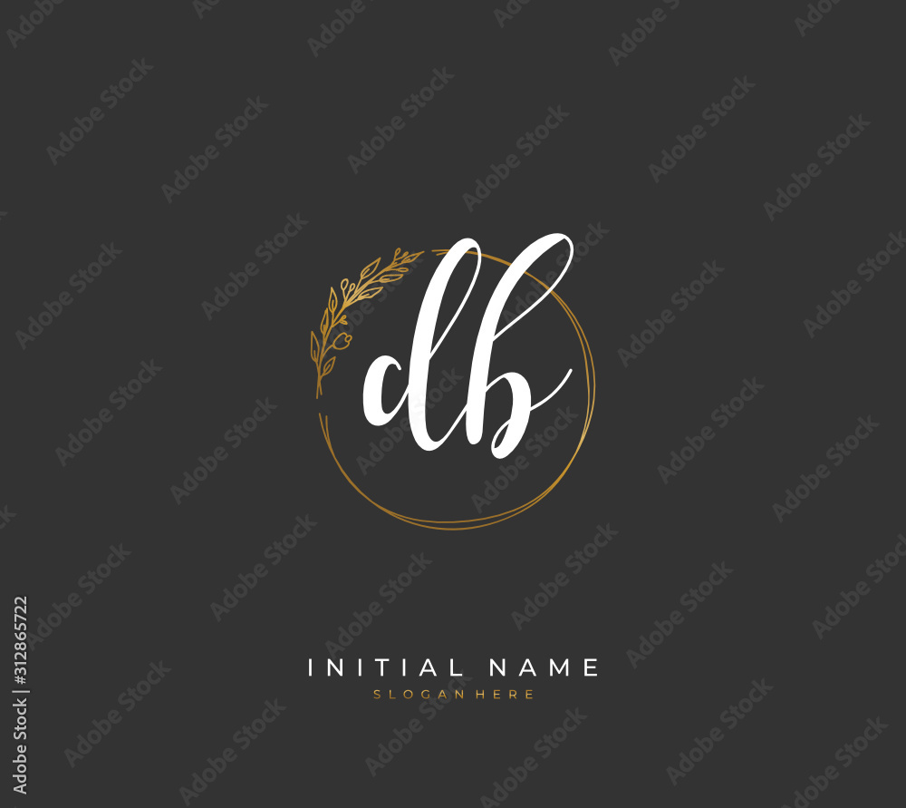Handwritten letter D B DB for identity and logo. Vector logo template with handwriting and signature style. Handwritten letter D B DB for identity and logo. Vector logo template with handwriting and signature style.