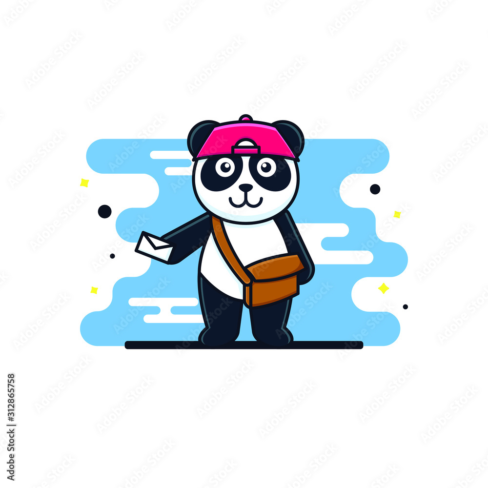 cute cartoon panda postman