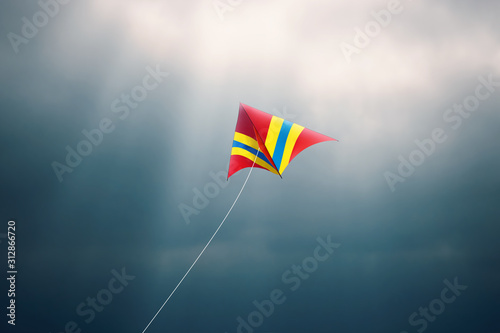 Kite flying with sky sunlight background - Image