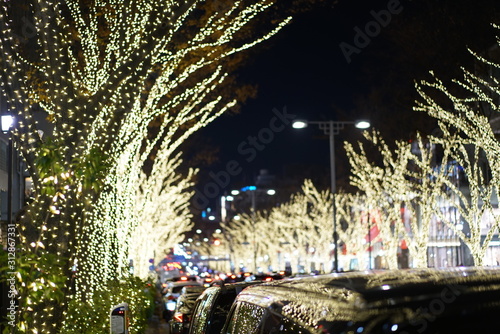 Christmas lights and  illumination on the Omotesando road, Harajuku, Shibuya, Tokyo, Japan in 2019 photo