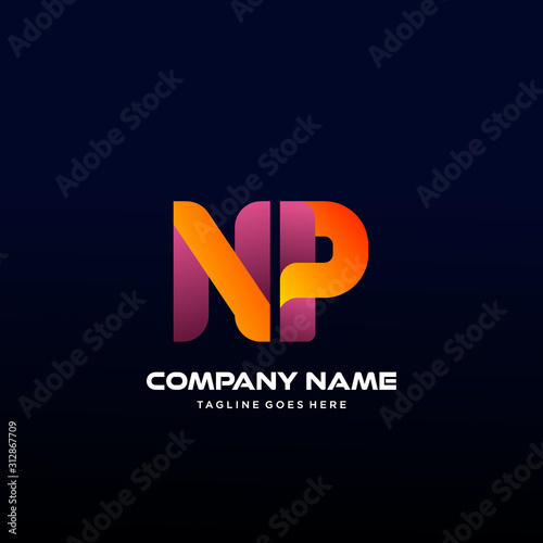 Letter NP initial Logo Vector With colorful