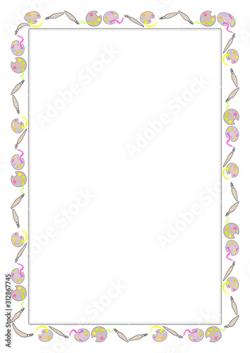 frame with back to school theme elements. School theme frame. Education theme borders clipart