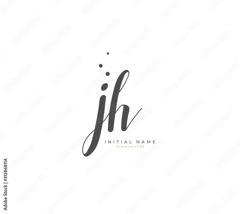 Handwritten letter J H JH for identity and logo. Vector logo template with handwriting and signature style. Handwritten letter J H JH for identity and logo. Vector logo template with handwriting and signature style.