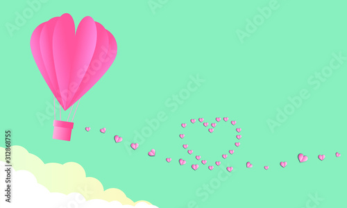 Wạn wālenthịn̒, p̣hāphprakxb h̄æ̀ng khwām rạk, bxllūn xākāṣ̄ r̂xn nı rūp h̄ạwcı lxy xyū̀ bn tĥxngf̂ā, kradās̄ʹ xār̒t s̄tịl̒ 95/5000 Valentine's Day, Illustration of love, heart-shaped hot air balloon
