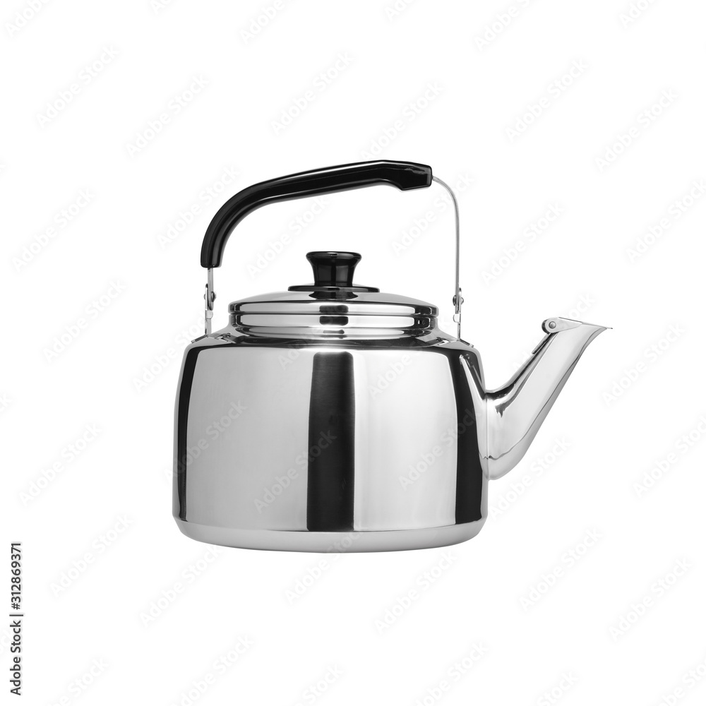kettle or stainless steel kettle on background new.