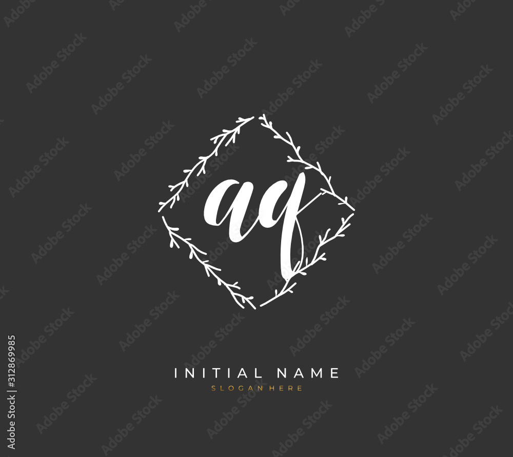 Handwritten letter A Q AQ for identity and logo. Vector logo template with handwriting and signature style. Handwritten letter A Q AQ for identity and logo. Vector logo template with handwriting and signature style.