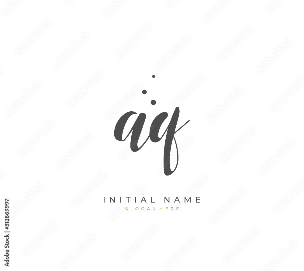 Handwritten letter A Q AQ for identity and logo. Vector logo template with handwriting and signature style. Handwritten letter A Q AQ for identity and logo. Vector logo template with handwriting and signature style.
