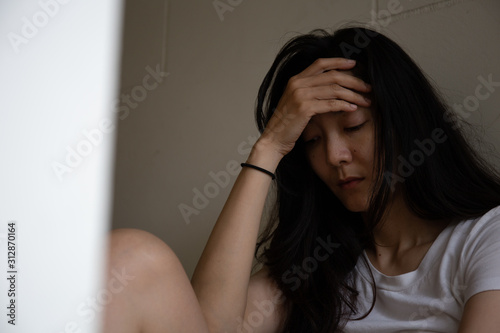 panic attacks alone young woman sad fear stressful depressed emotion.crying begging help.stop abusing domestic violence,person with health anxiety,people bad frustrated exhausted feeling down