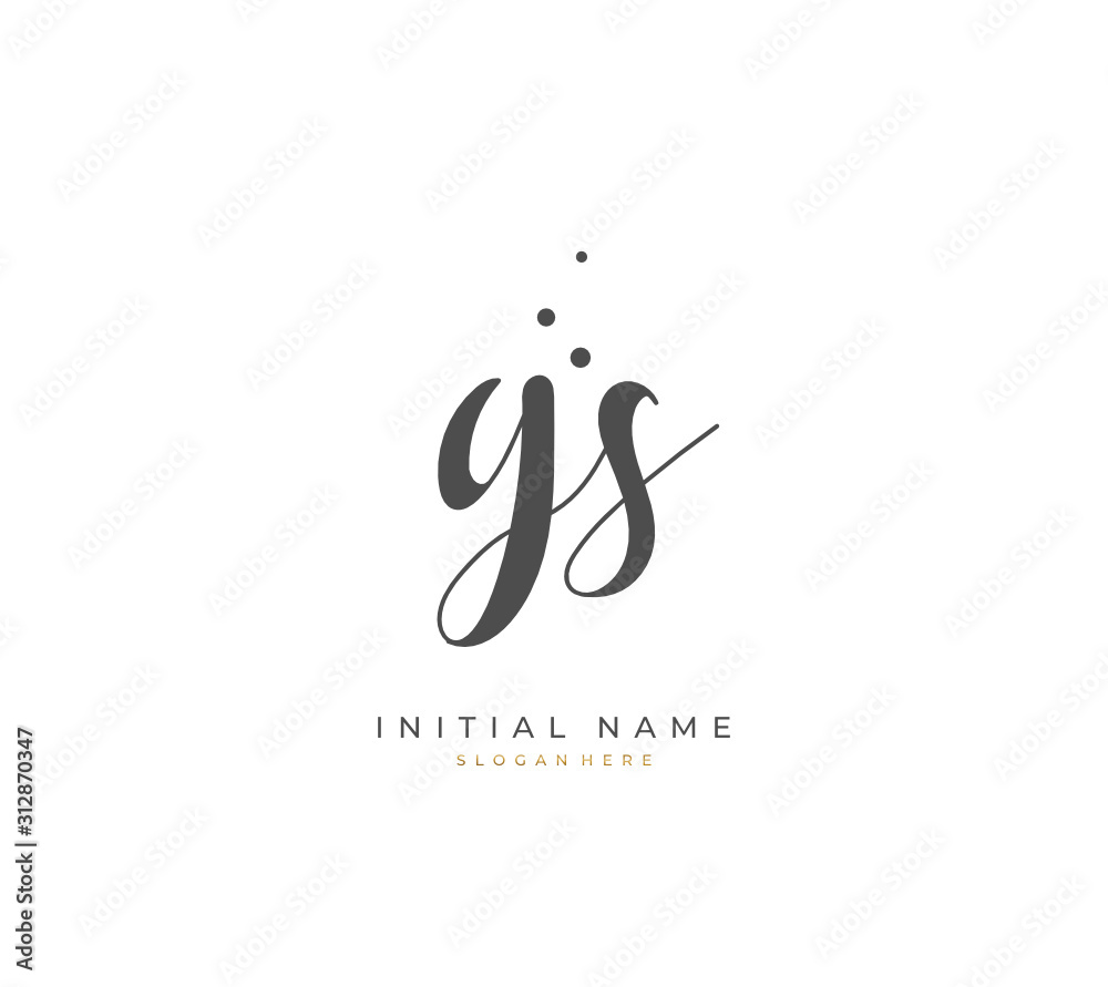 Handwritten letter G S GS for identity and logo. Vector logo template with handwriting and signature style. Handwritten letter G S GS for identity and logo. Vector logo template with handwriting and signature style.