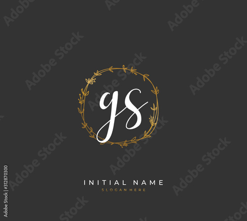 Handwritten letter G S GS for identity and logo. Vector logo template with handwriting and signature style.
