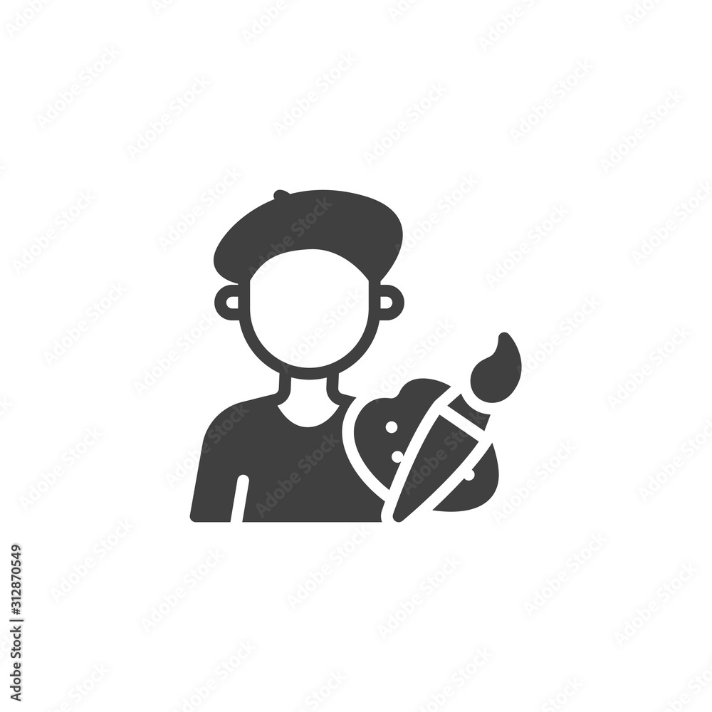 Artist profession avatar vector icon. filled flat sign for mobile concept and web design. Art painter artist with paint brush and art palette glyph icon. Symbol, logo illustration. Vector graphics Artist profession avatar vector icon. filled flat sign for mobile concept and web design. Art painter artist with paint brush and art palette glyph icon. Symbol, logo illustration. Vector graphics