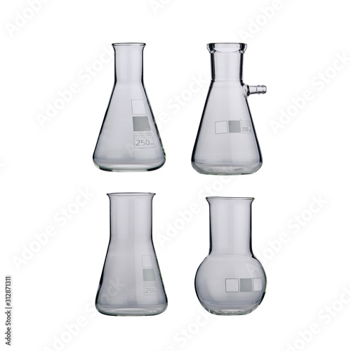 Lab. Laboratory glassware set on a background