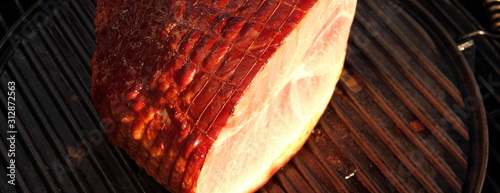 Photography delicious prague ham on the grill