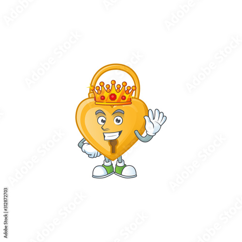 Cool King of love padlock on cartoon character style